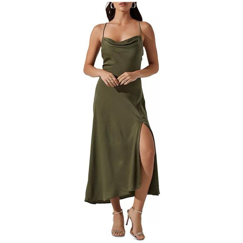 Astr Olive Green Midi Dress